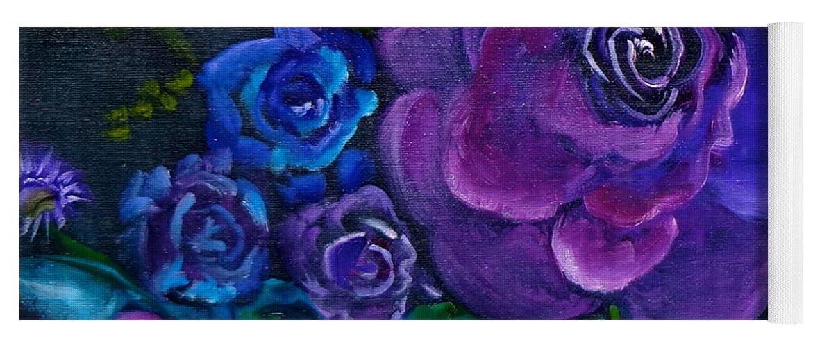 Purple Roses Yoga Mat featuring the painting Deep Purple Reverie by Jenny Lee