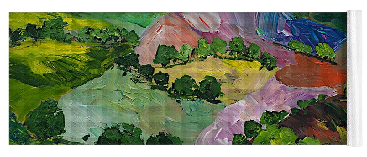 Landscape Yoga Mat featuring the painting Deep Ridge Red Hill by Allan P Friedlander