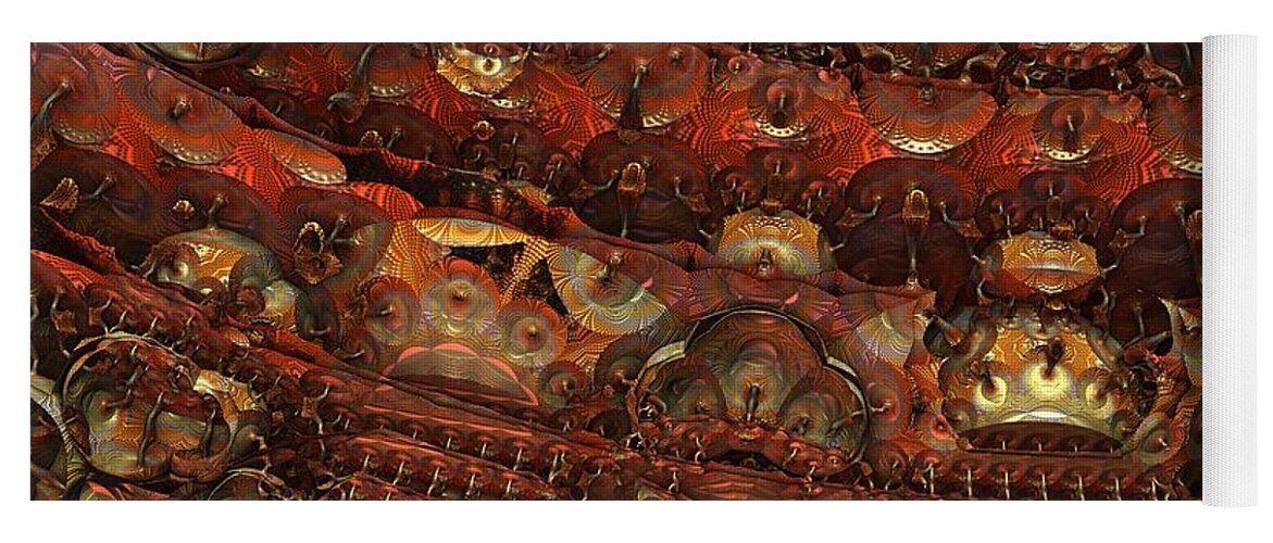 Fractal Hell Haedes Underworld Fantasy Imagination Abstract Detailed Intricate 3d Mandelbulb Yoga Mat featuring the digital art Dens of Haedes by Lyle Hatch