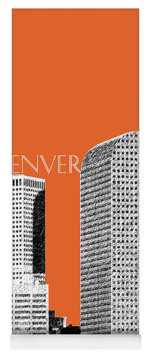 Architecture Yoga Mat featuring the digital art Denver Skyline - Coral by DB Artist