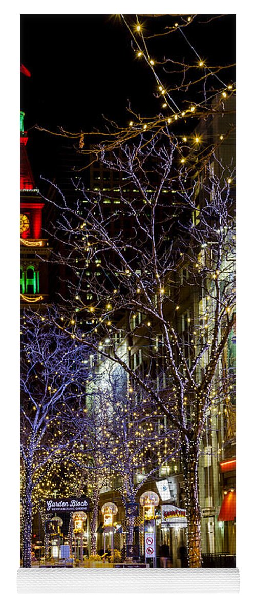 16th Street Mall Yoga Mat featuring the photograph Denver's 16th Street Mall During Holidays by Teri Virbickis