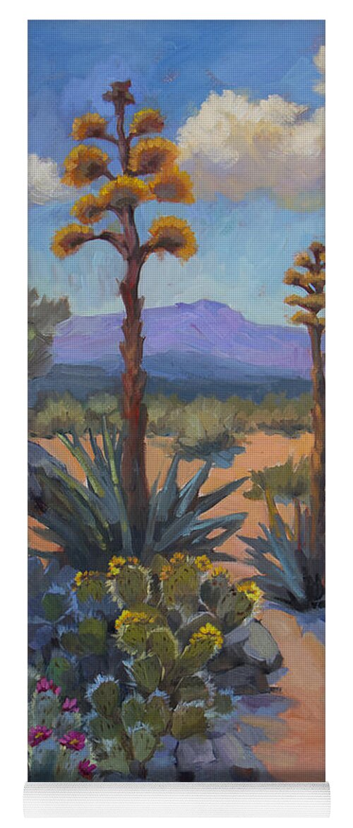 Southwest Yoga Mat featuring the painting Desert Century Plants by Diane McClary
