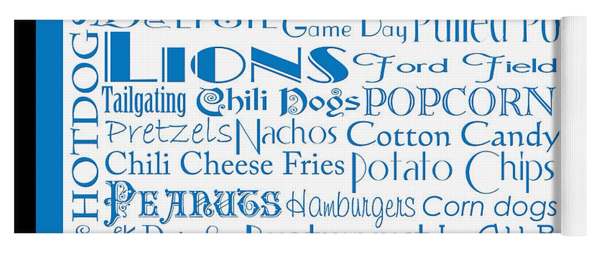 Andee Design Football Yoga Mat featuring the digital art Detroit Lions Game Day Food 2 by Andee Design