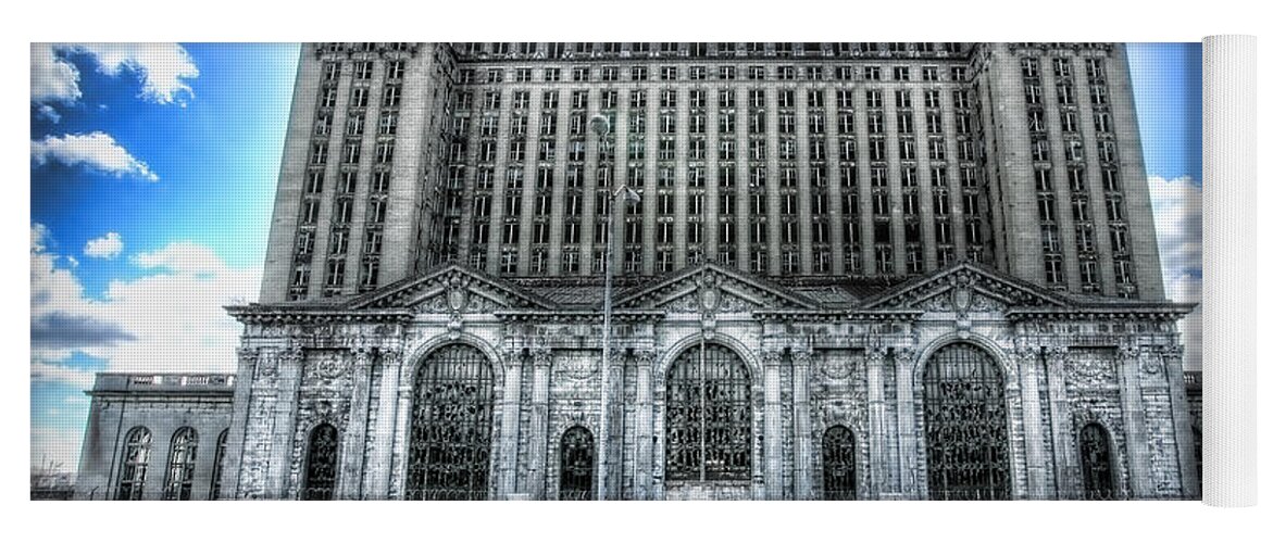 Detroit Yoga Mat featuring the photograph Detroit's Abandoned Michigan Central Train Station Depot by Gordon Dean II