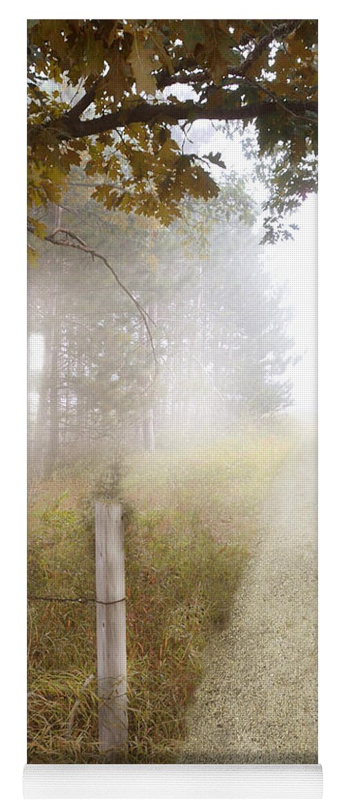 Outside Yoga Mat featuring the photograph Dirt Road in Fog by Jill Battaglia