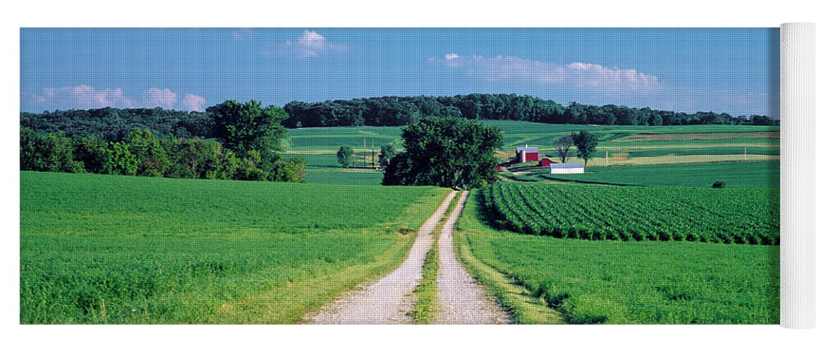 Photography Yoga Mat featuring the photograph Dirt Road Passing Through A Farm by Panoramic Images