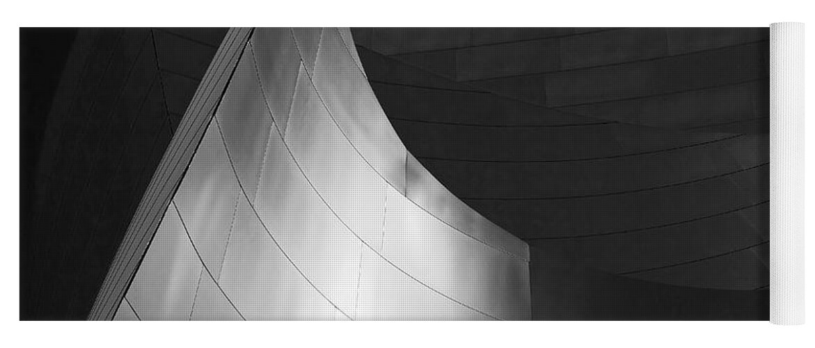 Walt Disney Concert Hall Yoga Mat featuring the photograph Disney Hall Abstract Black and White by Rona Black