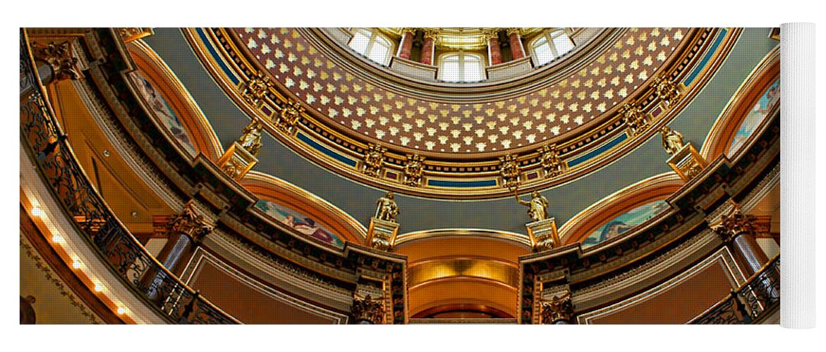 Dome Interior Yoga Mat featuring the photograph Dome Designs - Iowa Capitol by Nikolyn McDonald