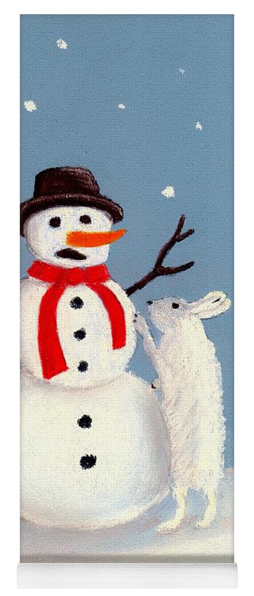 Snowman Yoga Mat featuring the painting Don't Eat My Nose by Anastasiya Malakhova