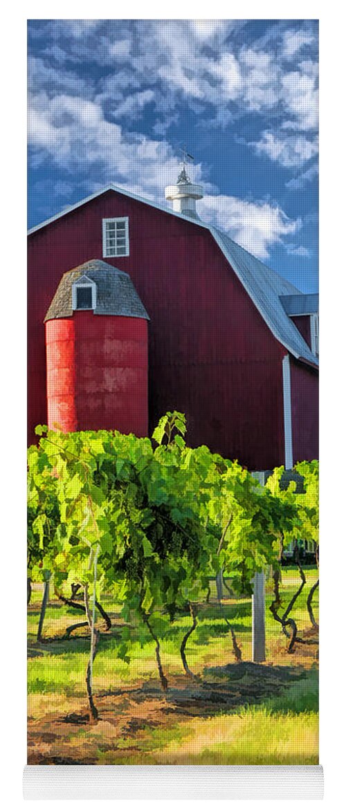 Door County Yoga Mat featuring the painting Door County Cherry Orchard and Vineyard by Christopher Arndt