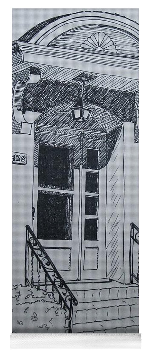 Pen And Ink Yoga Mat featuring the drawing Doorway by Mary Ellen Mueller Legault