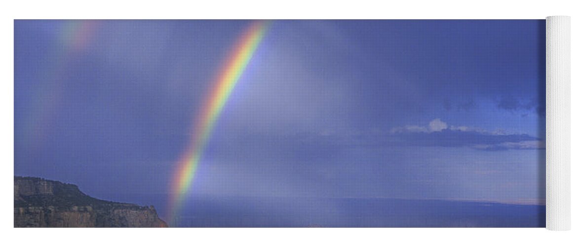 North America Yoga Mat featuring the photograph Double Rainbow at Cape Royal Grand Canyon National Park by Dave Welling