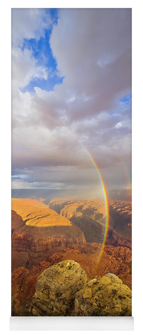 00345498 Yoga Mat featuring the photograph Rainbow at Kanab Pt, Grand Canyon by Yva Momatiuk John Eastcott