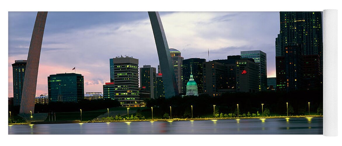 Downtown St. Louis Yoga Mat featuring the photograph Downtown St. Louis And The Gateway Arch by Rafael Macia