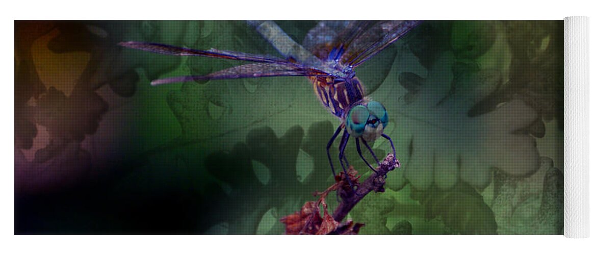 Blue Dasher Yoga Mat featuring the photograph Dragonfly 4 by Lesa Fine by Lesa Fine