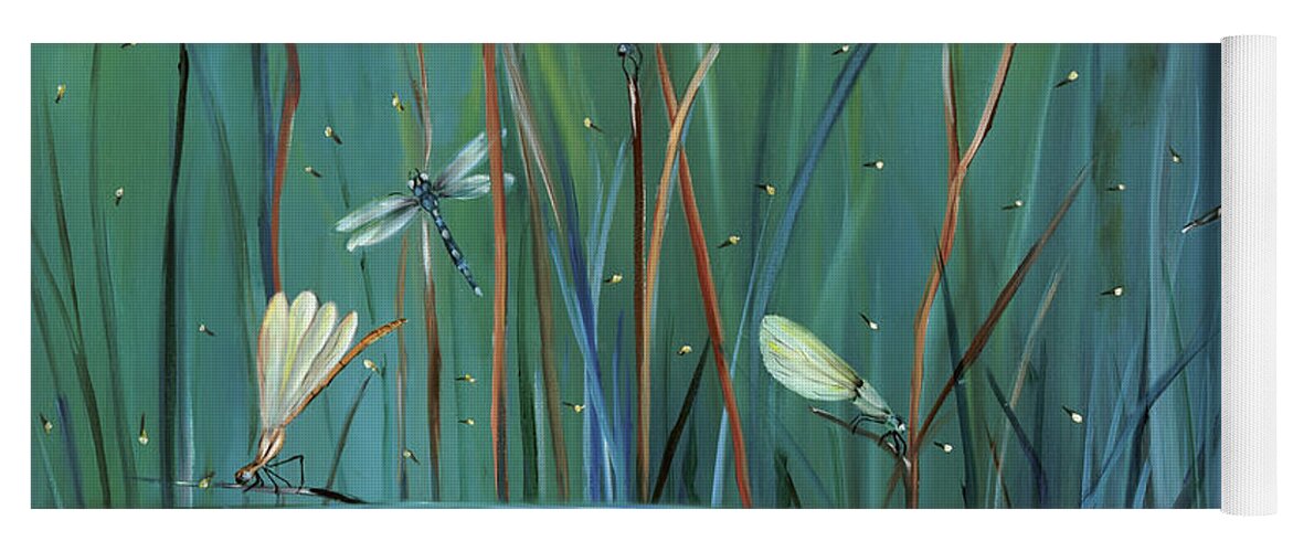 Dragonfly Yoga Mat featuring the painting Dragonfly Diner by Carol Sweetwood