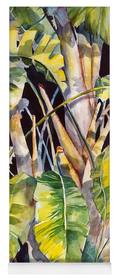 Banana Leaves Yoga Mat featuring the painting Dramatic Tropics by Roxanne Tobaison