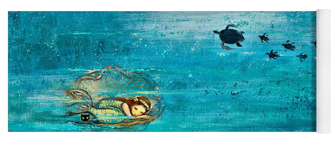 Mermaid Art Yoga Mat featuring the painting Dreaming Mermaid by Shijun Munns