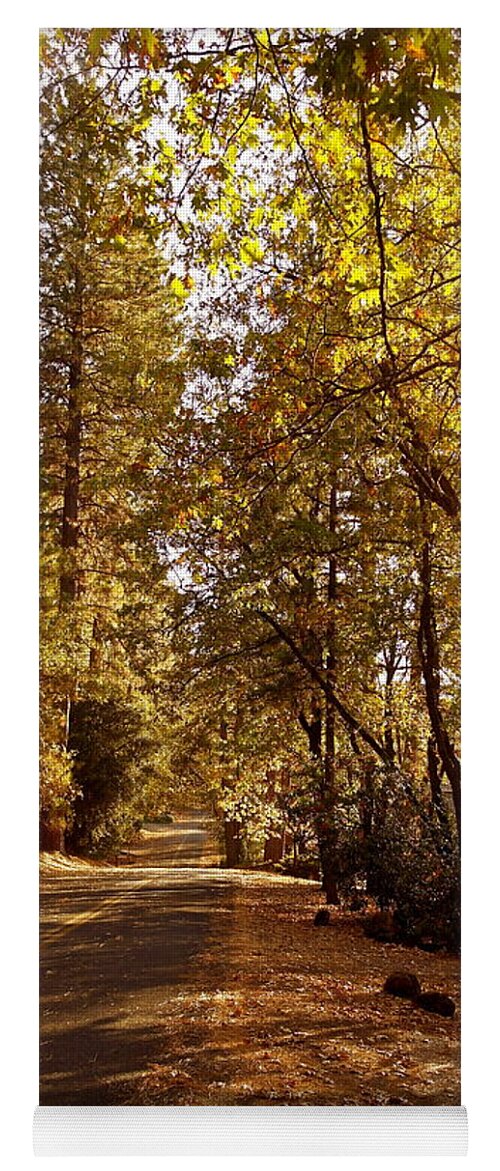 Country Lane Yoga Mat featuring the photograph Dreamy Autumn Lane by Michele Myers