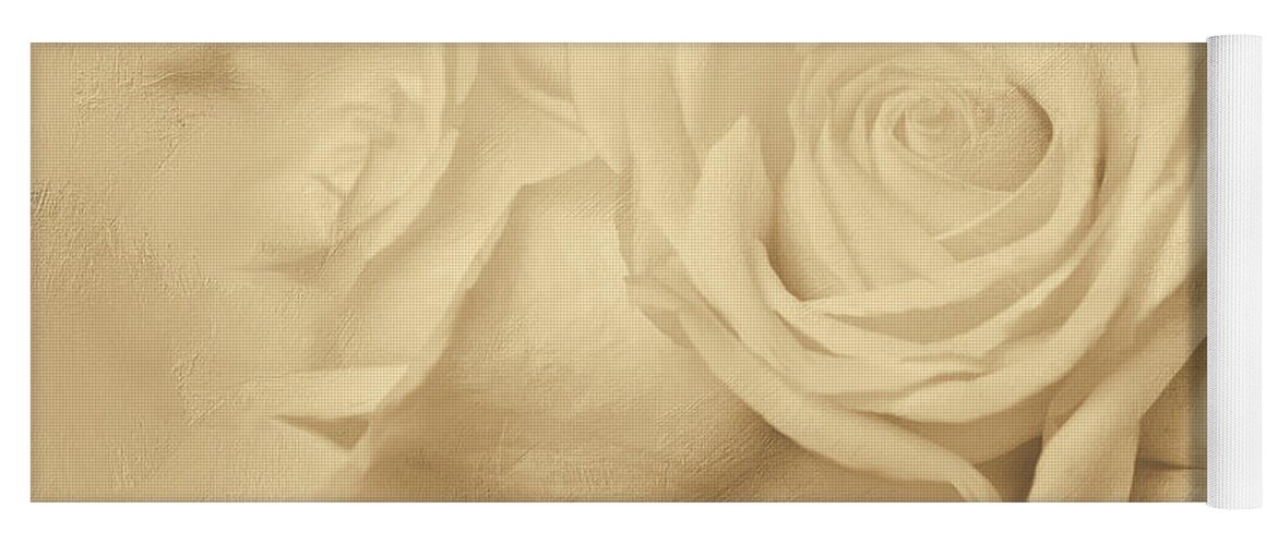 White Roses Yoga Mat featuring the digital art Dreamy Roses by Jayne Carney