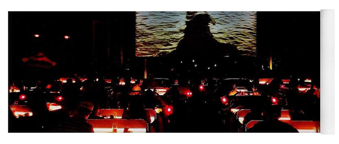 Drive-in Yoga Mat featuring the photograph Drive-In Monster Movie by Benjamin Yeager