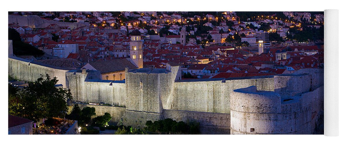 City Yoga Mat featuring the photograph Dubrovnik at night by Alexey Stiop