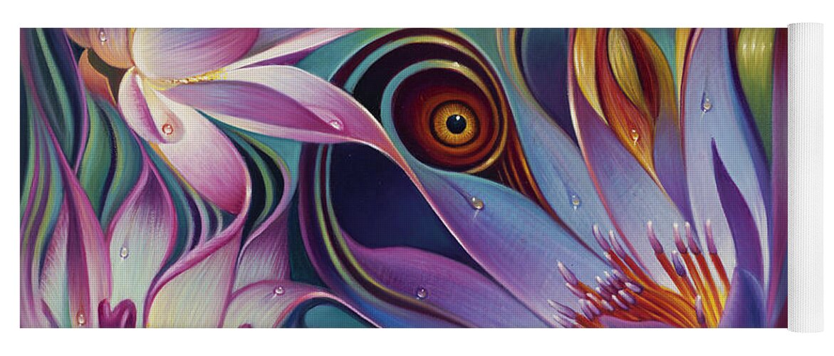 Lotus Yoga Mat featuring the painting Dynamic Floral Fantasy by Ricardo Chavez-Mendez