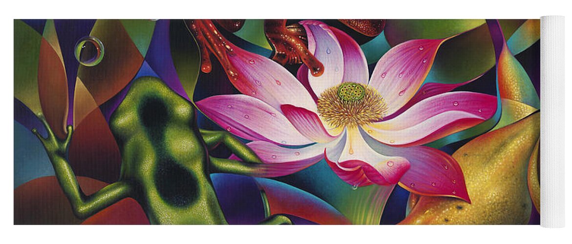 Lily Yoga Mat featuring the painting Dynamic Frogs by Ricardo Chavez-Mendez