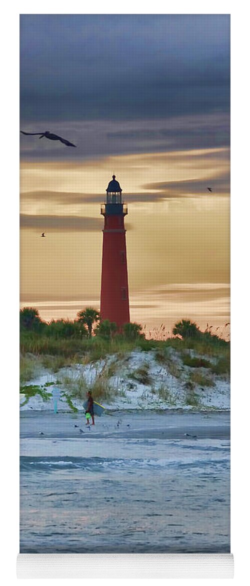 Lighthouse Yoga Mat featuring the photograph Early Evening Sky by Deborah Benoit