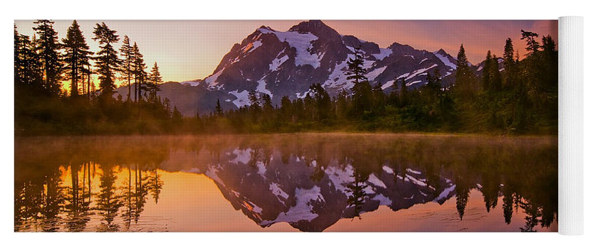 Sunrise Yoga Mat featuring the photograph Early Morning at Picture Lake by Darren White