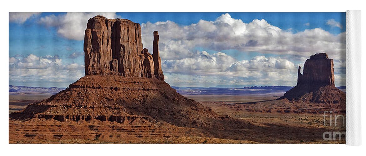 Monument Valley Yoga Mat featuring the photograph East and West Mittens by Jerry Fornarotto