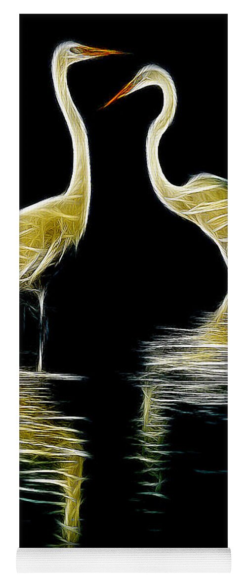 Abstract Yoga Mat featuring the photograph Egret Pair by Jerry Fornarotto