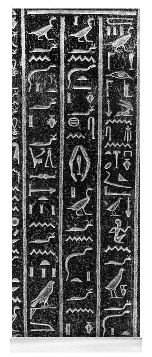 Black And White Yoga Mat featuring the photograph Egyptian Hieroglyphics by George Holton