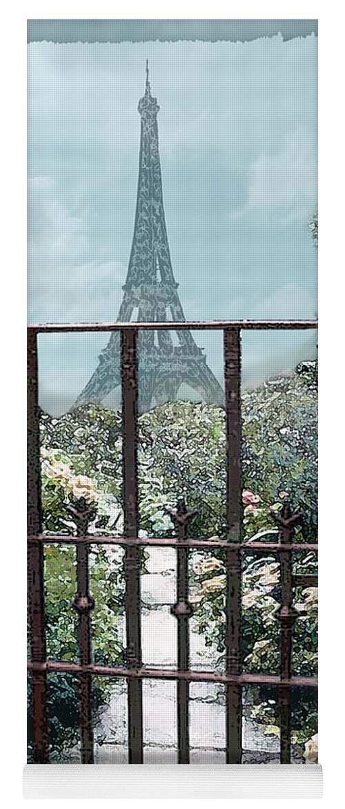 Eiffel Tower Yoga Mat featuring the photograph Eiffel Garden in Blue by Lee Owenby