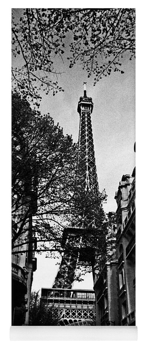 Vintage Eiffel Tower Yoga Mat featuring the photograph Eiffel Tower Black and White by Andrew Fare