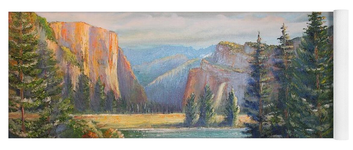 Yosemite Yoga Mat featuring the painting El Capitan Yosemite National Park by Remegio Onia