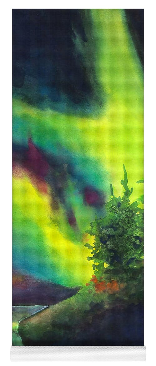 Painting Yoga Mat featuring the painting Electric Green in the Sky 2 by Kathy Braud