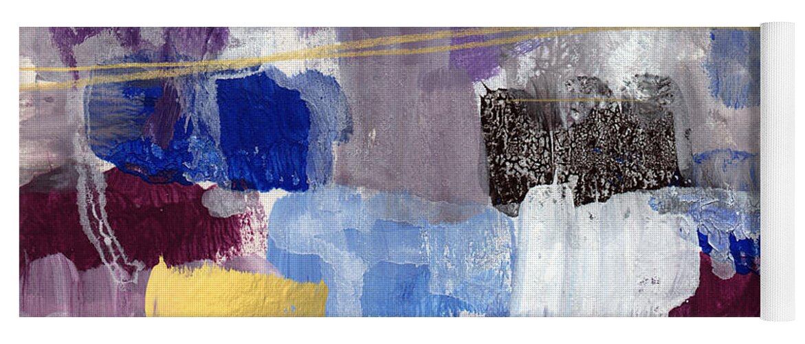 Contemporary Abstract Yoga Mat featuring the painting Elemental- Abstract Expressionist Painting by Linda Woods