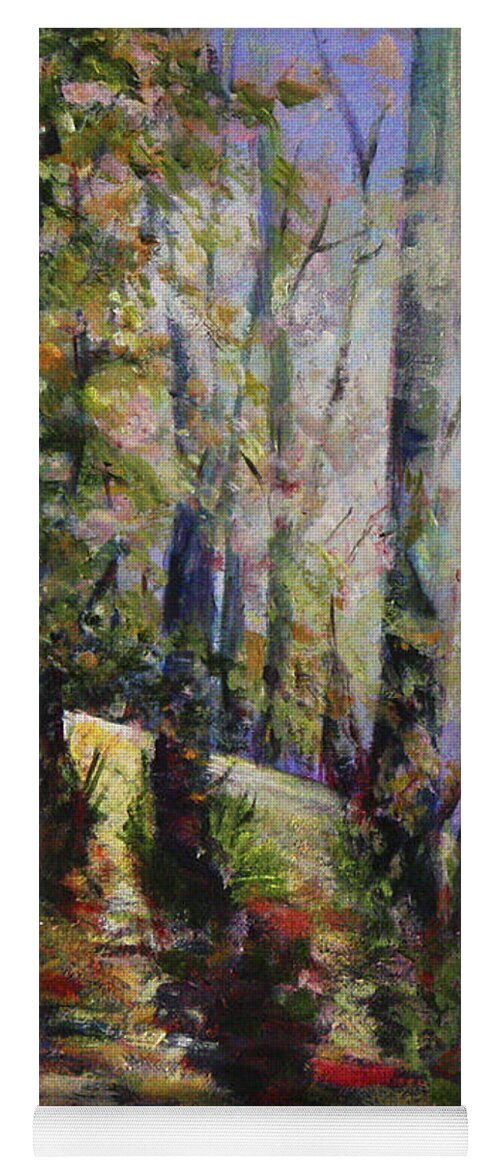 Oil Yoga Mat featuring the painting Enchanted forest by Sher Nasser