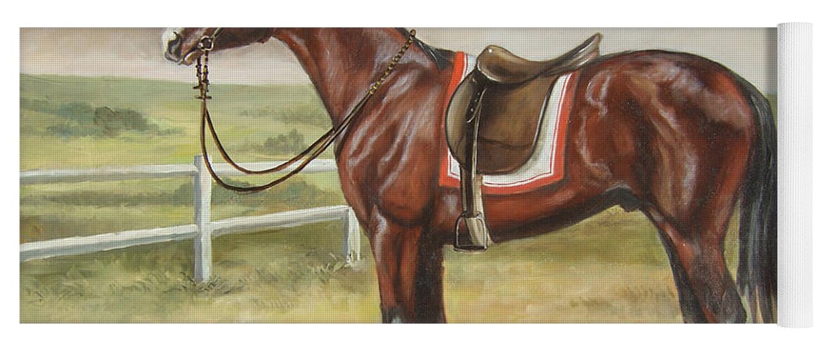 English Stallion Yoga Mat featuring the painting English stallion dark bay by Irek Szelag