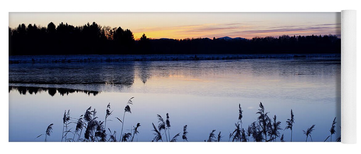 Background Yoga Mat featuring the photograph Evening lake by Ivan Slosar