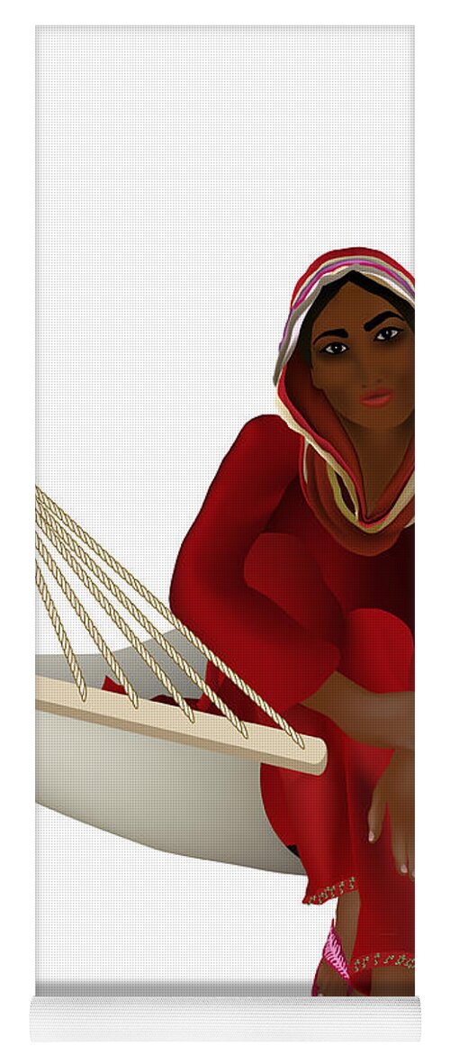 Girl Yoga Mat featuring the digital art Exotic Girl in the Hammock by Gina Koch