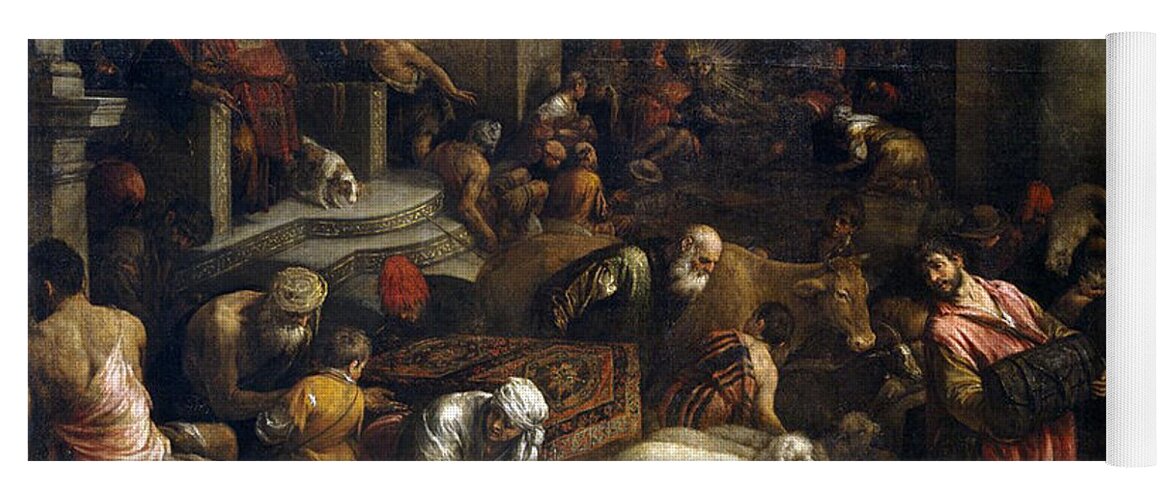 Jacopo Bassano Yoga Mat featuring the painting Expulsion of merchants from the temple by Jacopo Bassano