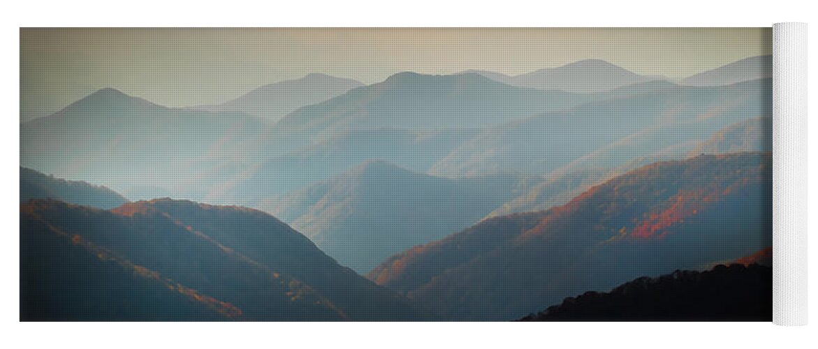 Ridgelines Yoga Mat featuring the photograph Fall Foliage Ridgelines Great Smoky Mountains Painted by Rich Franco