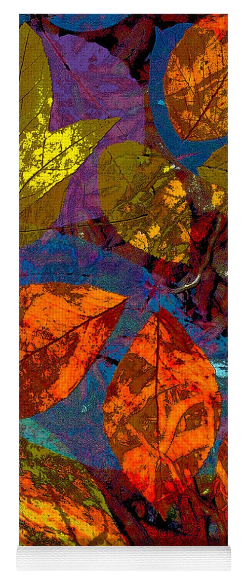 Collage Yoga Mat featuring the digital art Fall Leaves by Sandra Selle Rodriguez