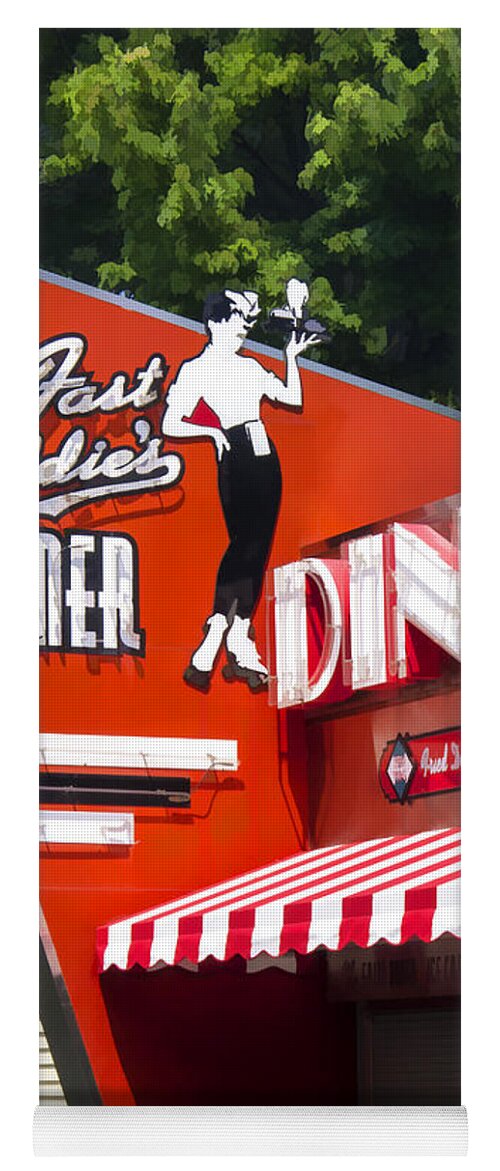 Diner Yoga Mat featuring the painting Fast Eddies Diner Art Deco Fifties by Edward Fielding