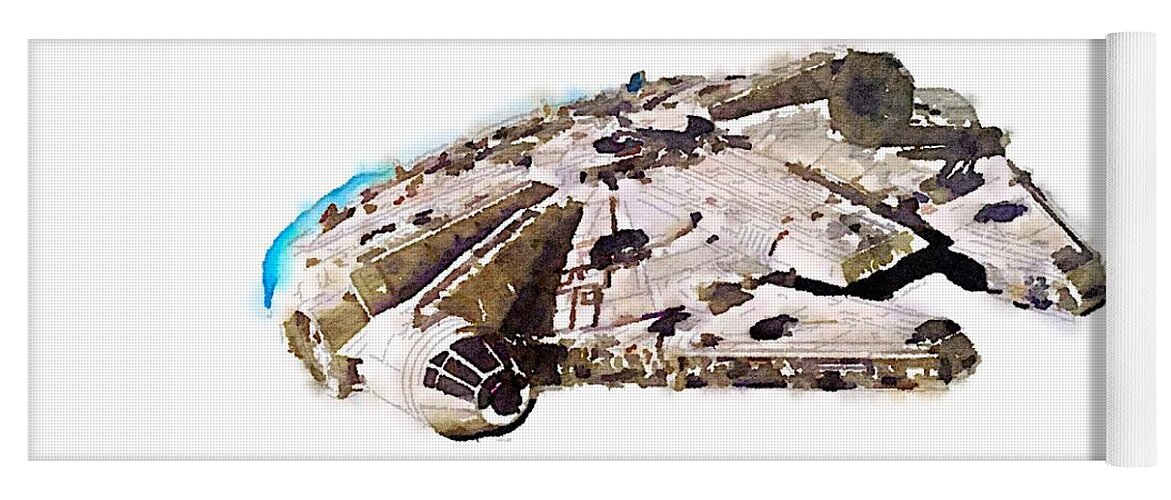 Millenium Falcon Yoga Mat featuring the painting Millenium Falcon by HELGE Art Gallery