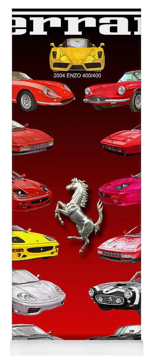 Framed Prints Of Ferrari Art Yoga Mat featuring the painting Ferrari Sports Car Poster by Jack Pumphrey