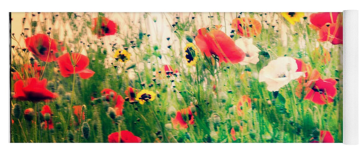 Flower Yoga Mat featuring the photograph Field of Poppy's by Spikey Mouse Photography