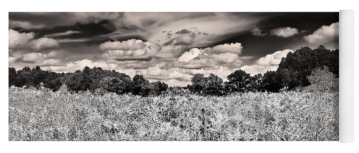 Black And White Yoga Mat featuring the photograph Fields of Gold and Clouds by Mitchell R Grosky